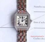 Replica Cartier Santos Demoiselle Watch For Women - 2-Tone Rose Gold Diamond Bezel